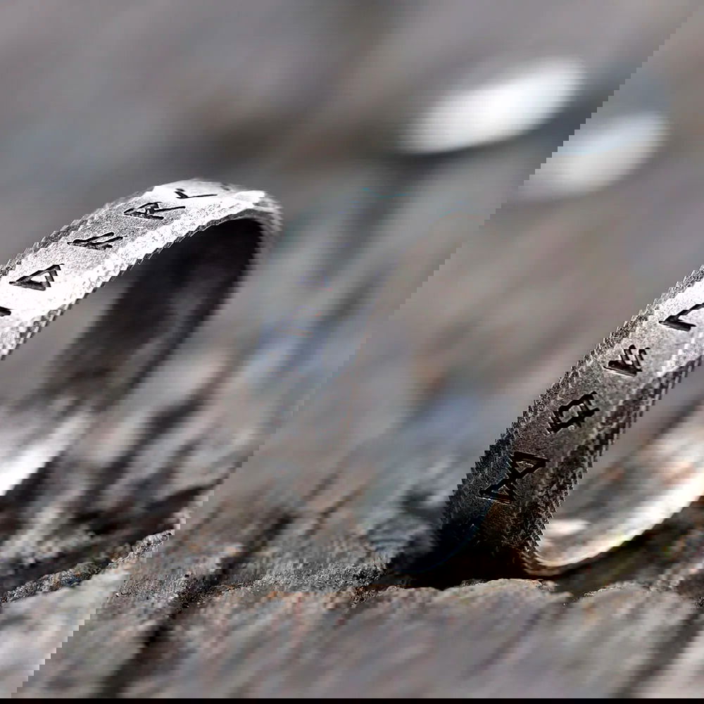 Nordic Norse Rune Viking Ring Mens - Stainless Steel Silver - Unisex - That Rock Aesthetic