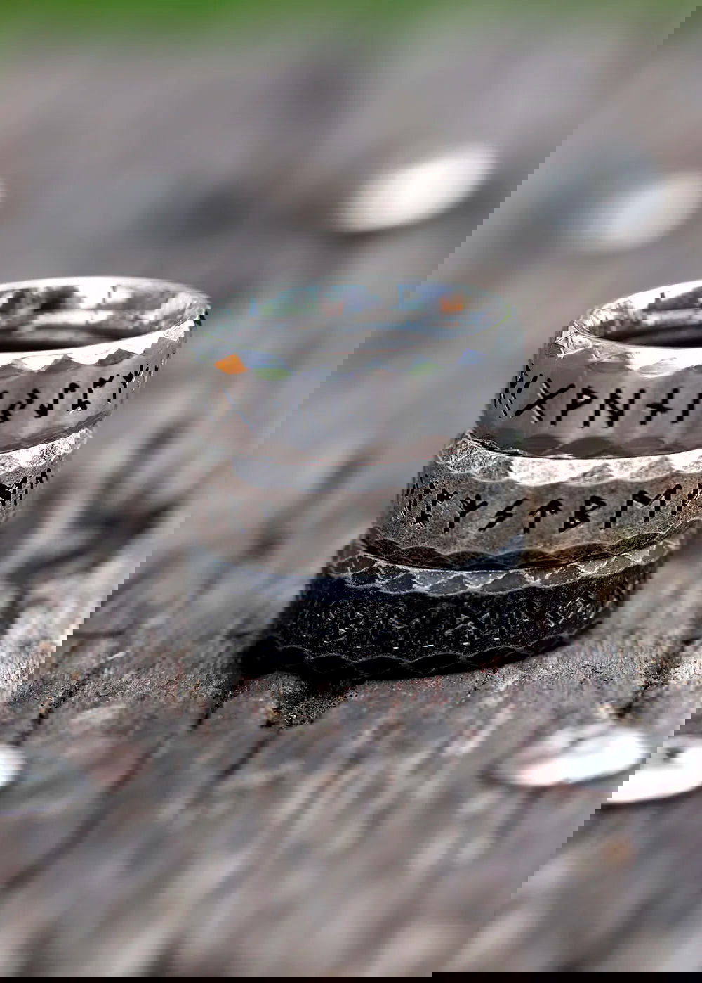 Nordic Norse Rune Viking Ring Mens - Stainless Steel Silver - Unisex - That Rock Aesthetic