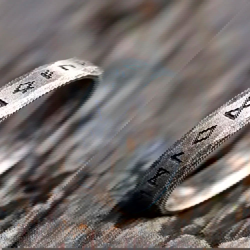 Nordic Norse Rune Viking Ring Mens - Stainless Steel Silver - Unisex - That Rock Aesthetic