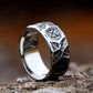 Nordic Norse Runes Viking Ring Mens - Stainless Steel Silver - Unisex - That Rock Aesthetic
