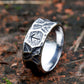Nordic Norse Runes Viking Ring Mens - Stainless Steel Silver - Unisex - That Rock Aesthetic