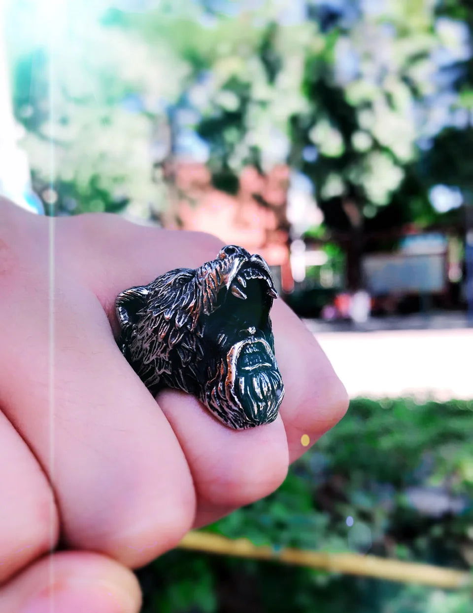 Norse Bear Viking Ring Mens - Stainless Steel Silver - Unisex - That Rock Aesthetic