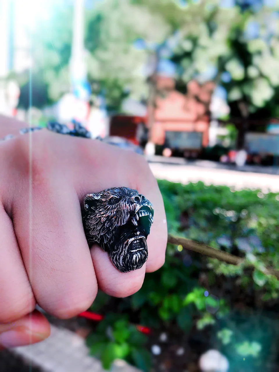 Norse Bear Viking Ring Mens - Stainless Steel Silver - Unisex - That Rock Aesthetic