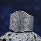 Norse Viking Compass Ring Mens Vegvisir - Stainless Steel Silver - Unisex - That Rock Aesthetic