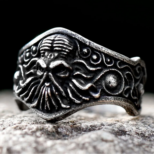 Octopus Cthulhu Mens Ring - Titanium Steel Silver - Unisex - That Rock Aesthetic