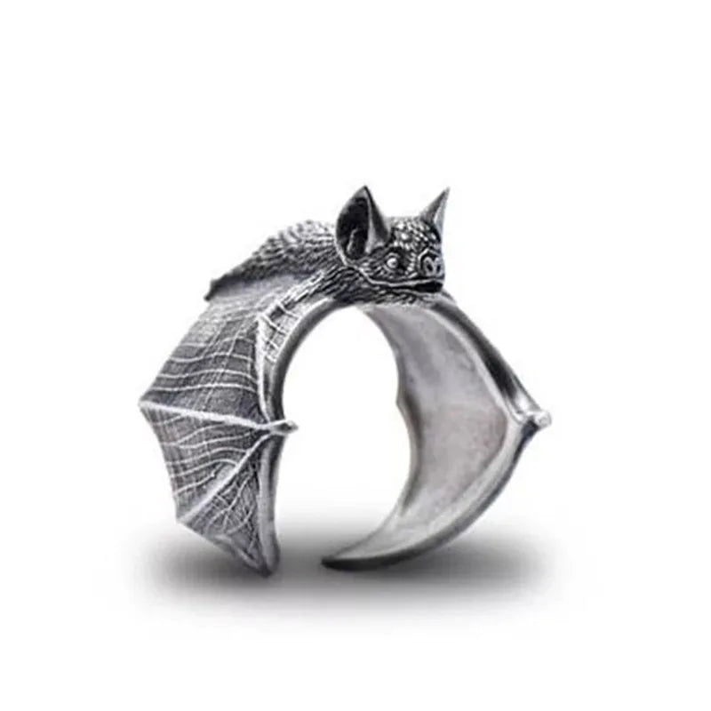 Open Bat Ring Mens - Silver, Gold & Black - Unisex - Adjustable - That Rock Aesthetic
