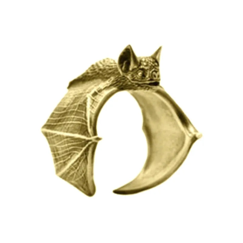 Open Bat Ring Mens - Silver, Gold & Black - Unisex - Adjustable - That Rock Aesthetic