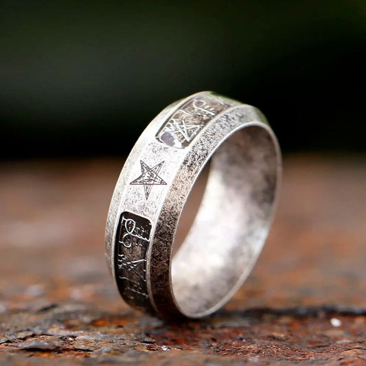 Pentagram Satanic Ring Mens Devil Lucifer - Stainless Steel Silver - Unisex - That Rock Aesthetic