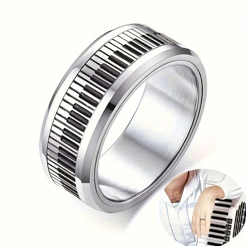 Piano Music Ring - Stainless Steel Silver - Unisex - That Rock Aesthetic