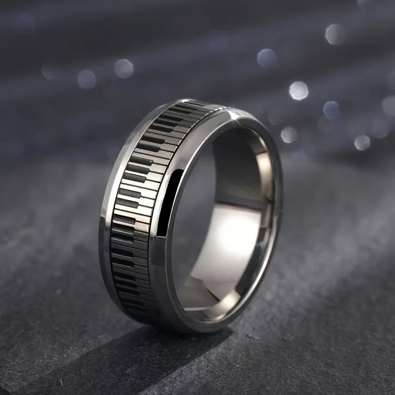 Piano Music Ring - Stainless Steel Silver - Unisex - That Rock Aesthetic