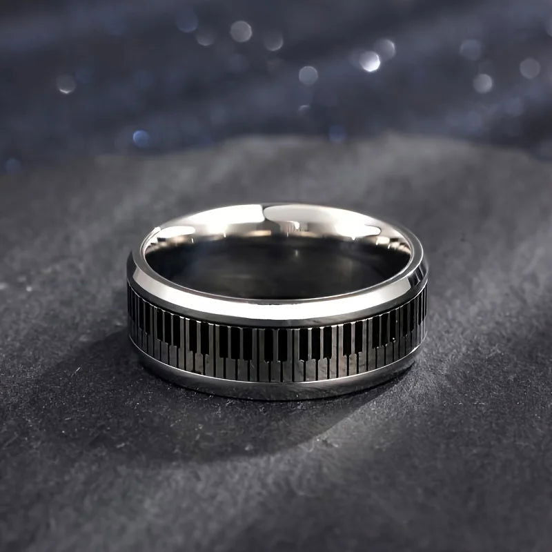 Piano Music Ring - Stainless Steel Silver - Unisex - That Rock Aesthetic