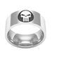 Punisher Skull Logo Superhero Mens Marvel Ring - Titanium Steel Silver & Black - Unisex - That Rock Aesthetic