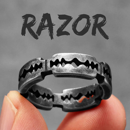 Punk Razor Blade Ring Mens - Stainless Steel Silver - Unisex - That Rock Aesthetic