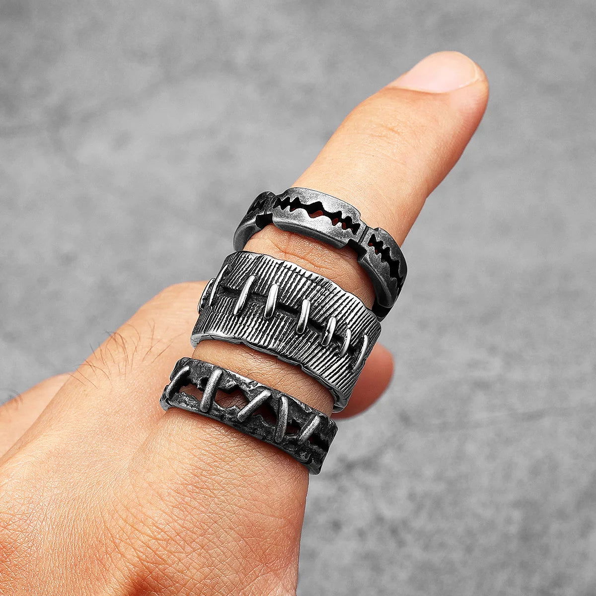 Punk Razor Blade Ring Mens - Stainless Steel Silver - Unisex - That Rock Aesthetic