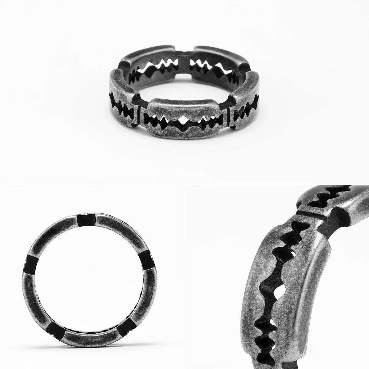 Punk Razor Blade Ring Mens - Stainless Steel Silver - Unisex - That Rock Aesthetic