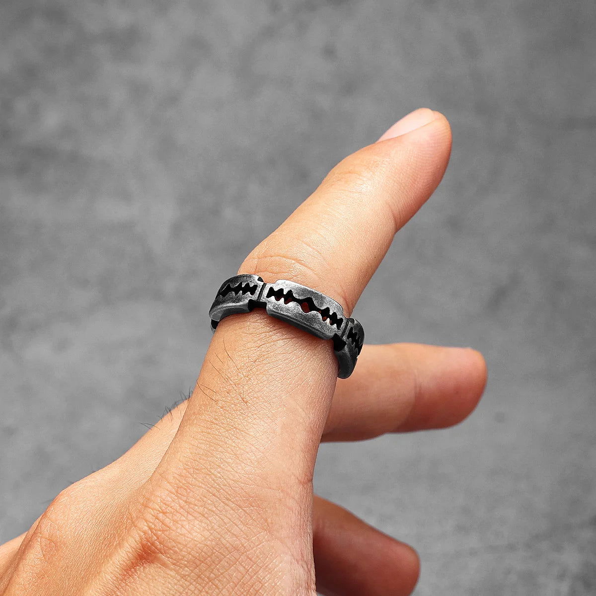 Punk Razor Blade Ring Mens - Stainless Steel Silver - Unisex - That Rock Aesthetic