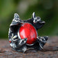 Red Onyx Gemstone Snake Ring Mens - Stainless Steel Silver - Unisex - That Rock Aesthetic