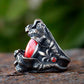 Red Onyx Gemstone Snake Ring Mens - Stainless Steel Silver - Unisex - That Rock Aesthetic