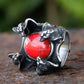 Red Onyx Gemstone Snake Ring Mens - Stainless Steel Silver - Unisex - That Rock Aesthetic