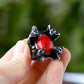 Red Onyx Gemstone Snake Ring Mens - Stainless Steel Silver - Unisex - That Rock Aesthetic