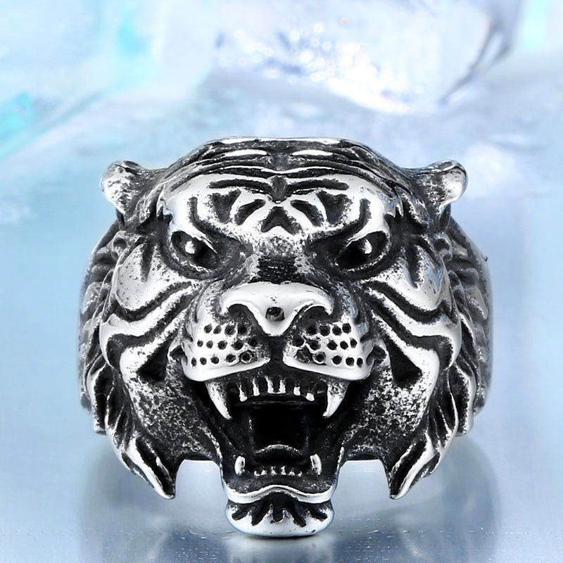 Roaring Mens Tiger Ring - Stainless Steel Silver, Gold & Black - Unisex - That Rock Aesthetic