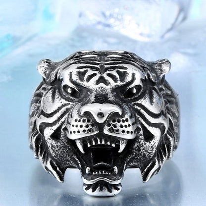Roaring Mens Tiger Ring - Stainless Steel Silver, Gold & Black - Unisex - That Rock Aesthetic
