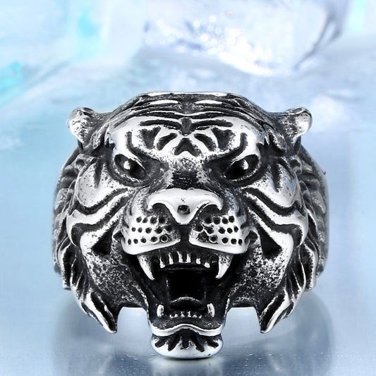 Roaring Mens Tiger Ring - Stainless Steel Silver, Gold & Black - Unisex - That Rock Aesthetic