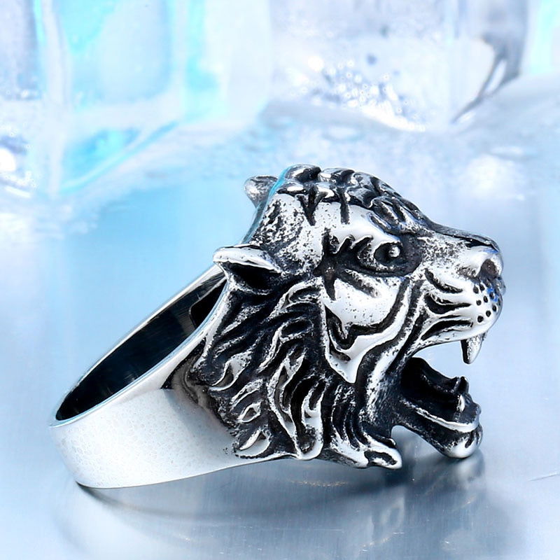 Roaring Mens Tiger Ring - Stainless Steel Silver, Gold & Black - Unisex - That Rock Aesthetic