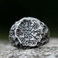 Rugged Norse Viking Compass Ring Mens Vegvisir - Stainless Steel Silver - Unisex - That Rock Aesthetic