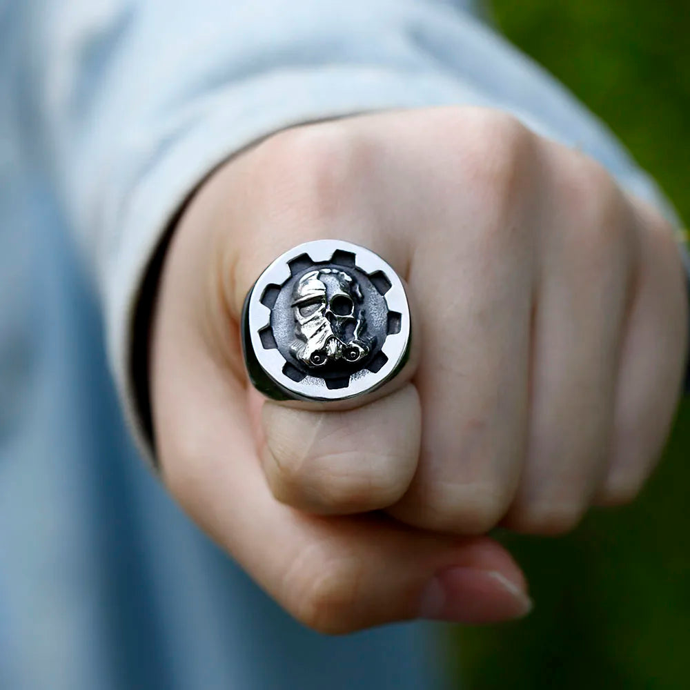 Skull Stormtrooper Star Wars Mens Ring Movie - Stainless Steel Silver - Unisex
