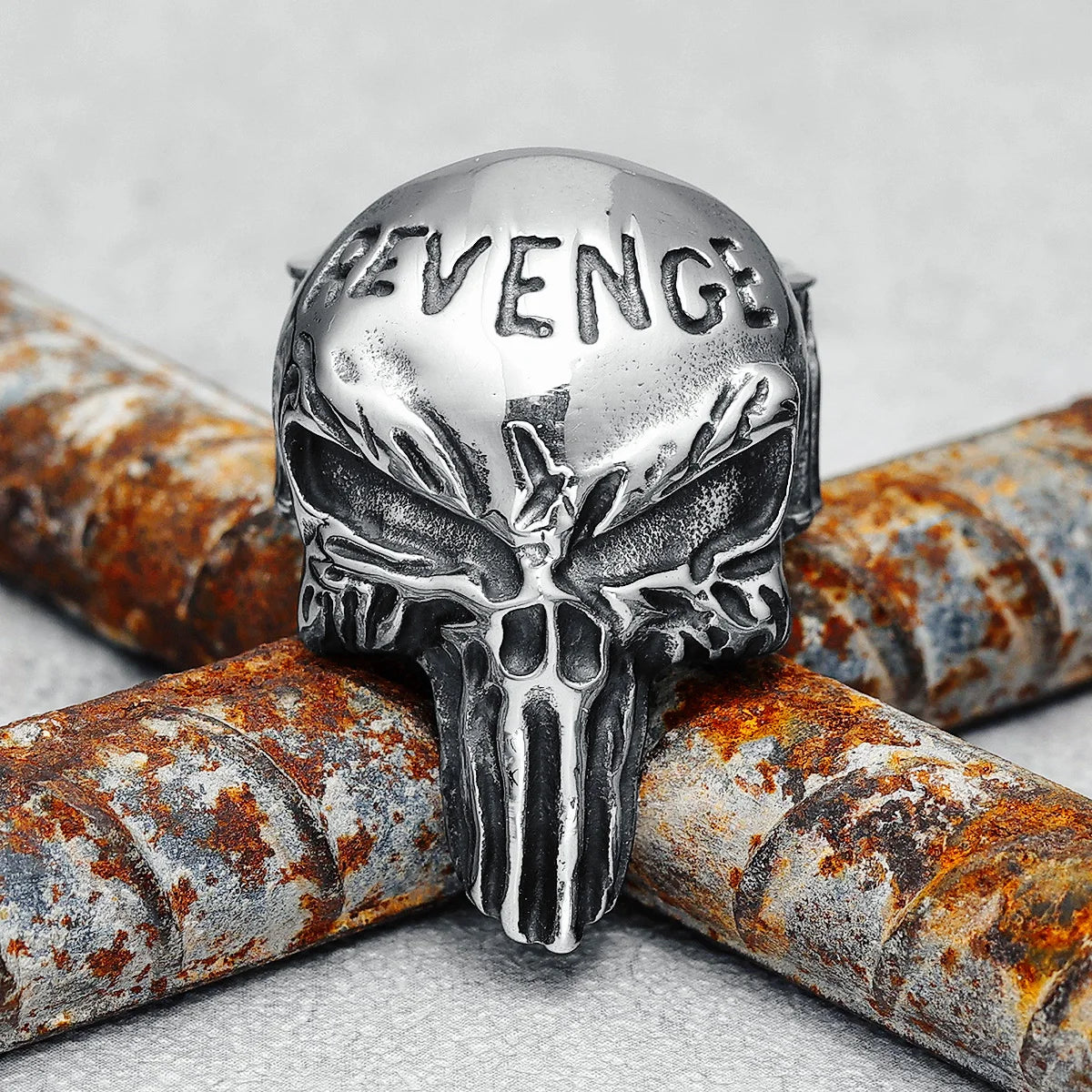 Skull Punisher Ring Marvel Mens - Stainless Steel Silver - Unisex