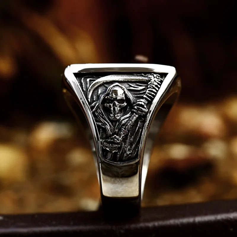 Grim Reaper Mens Ring - Stainless Steel Silver - Unisex