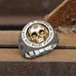 Gold Skull Mens Signet Ring - Stainless Steel Silver & Gold - Unisex