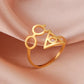 Harry Potter Ring Deathly Hallows / Glasses - Stainless Silver & Gold - Unisex - Adjustable