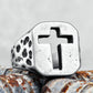 Vintage Spotted Cutout Christian Cross Ring Mens - Stainless Steel Silver - Unisex
