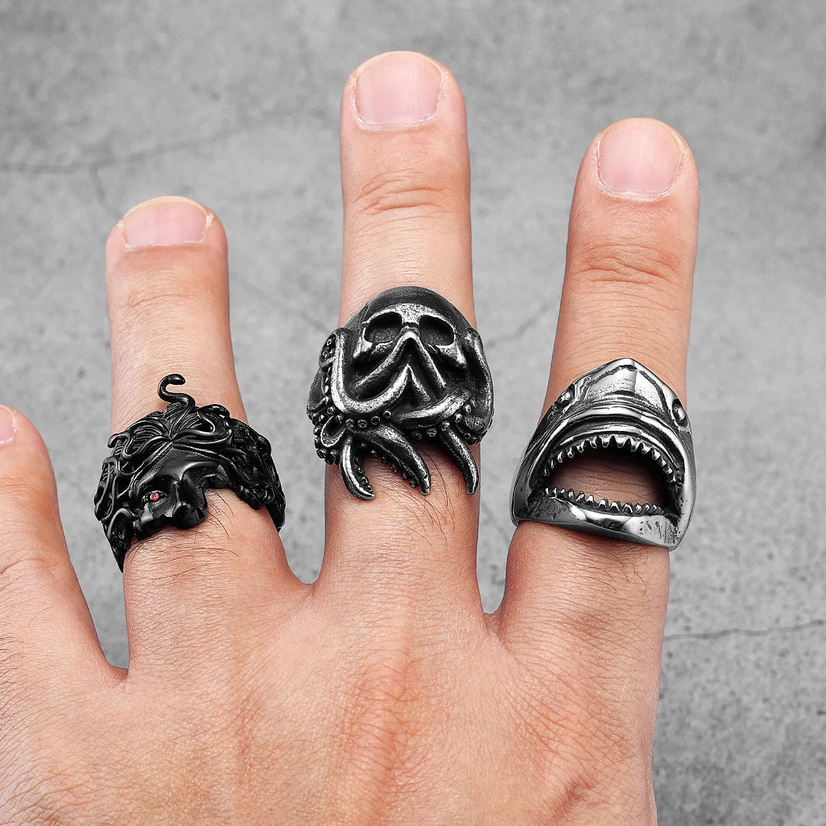 Jaws Great White Shark Ring Mens Movie - Stainless Steel Silver - Unisex