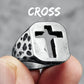 Vintage Spotted Cutout Christian Cross Ring Mens - Stainless Steel Silver - Unisex