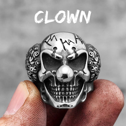 Clown Joker Ring Mens - Stainless Steel Silver & Gold - Unisex