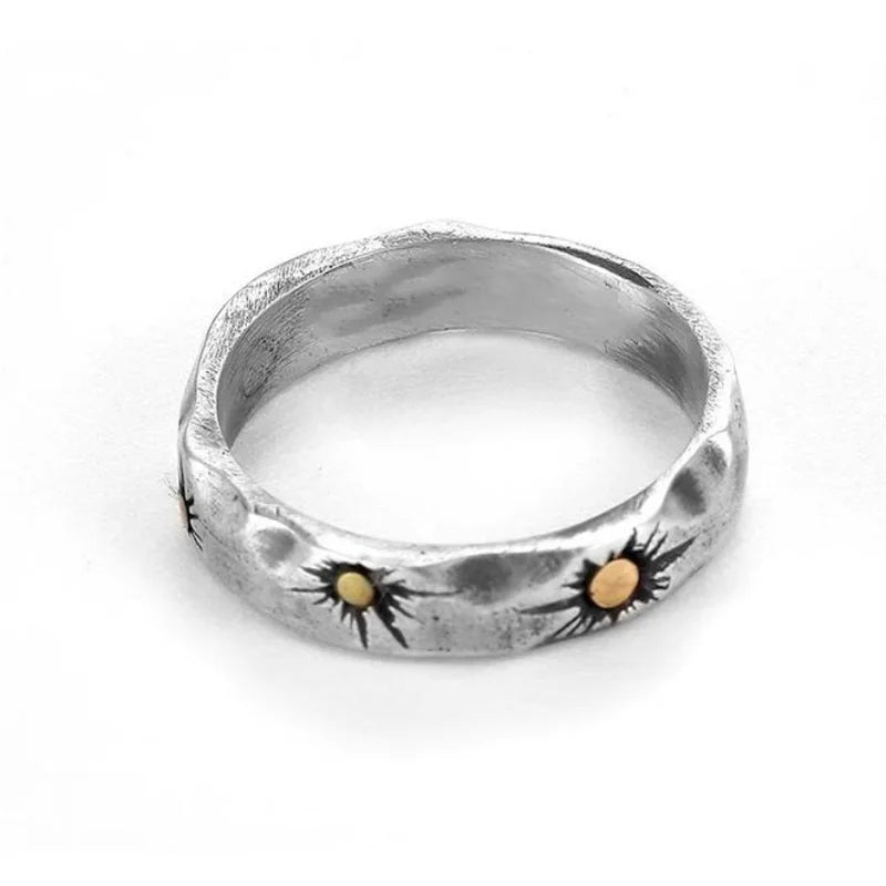 Shooting Star / Gold Sun Ring Boho - Silver - Unisex