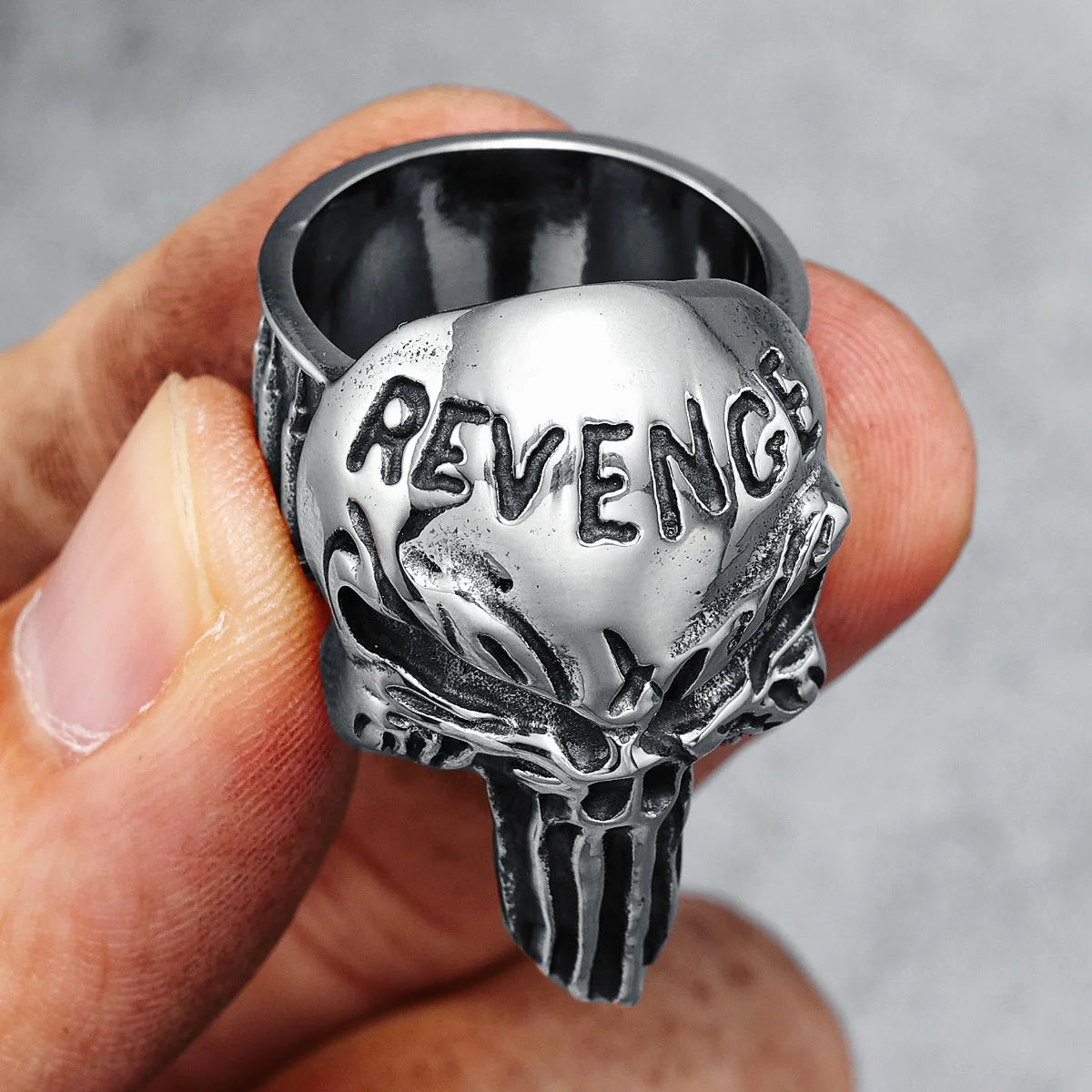 Skull Punisher Ring Marvel Mens - Stainless Steel Silver - Unisex