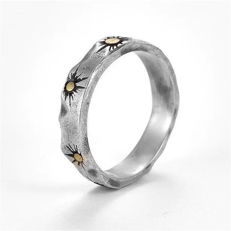 Shooting Star / Gold Sun Ring Boho - Silver - Unisex