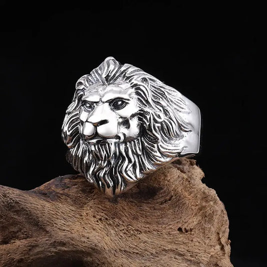 Lion Ring Mens - Silver - Adjustable - Unisex