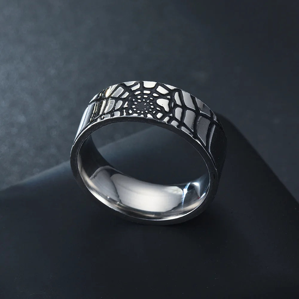 Spiderman Spider Web Superhero Mens Marvel Ring - Stainless Steel Silver - Unisex