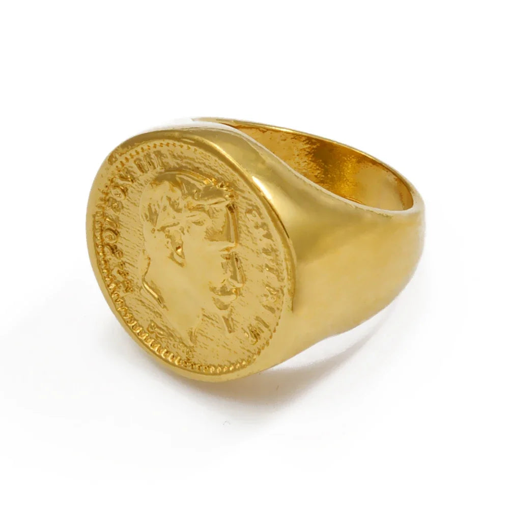 Emperor Napoleon III 1856 Gold Coin Ring Mens Signet - Gold - Unisex