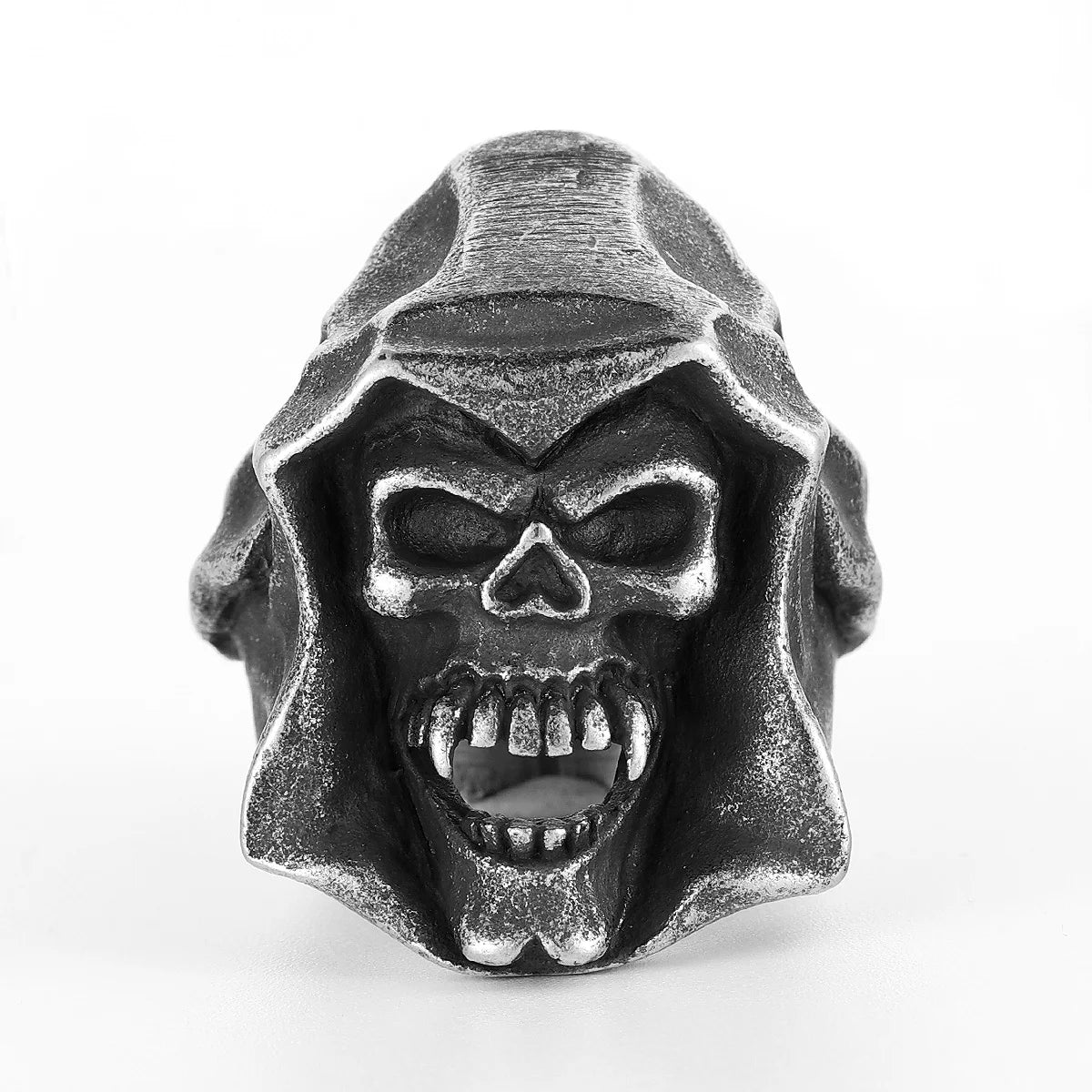 Gothic Grim Reaper Ring Halloween Mens - Stainless Steel Silver - Unisex
