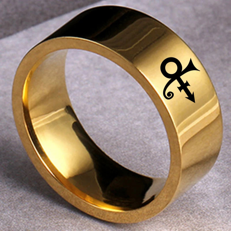 Prince Symbol Ring Music - Stainless Steel Silver, Gold & Black - Unisex