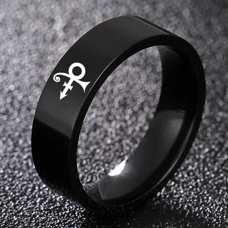 Prince Symbol Ring Music - Stainless Steel Silver, Gold & Black - Unisex