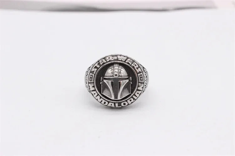 Star Wars Mandalorian Ring Signet Movie Mens - Stainless Steel Silver - Unisex
