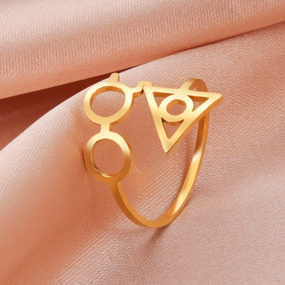 Harry Potter Ring Deathly Hallows / Glasses - Stainless Silver & Gold - Unisex - Adjustable