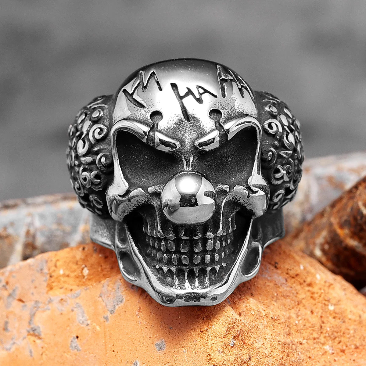 Clown Joker Ring Mens - Stainless Steel Silver & Gold - Unisex